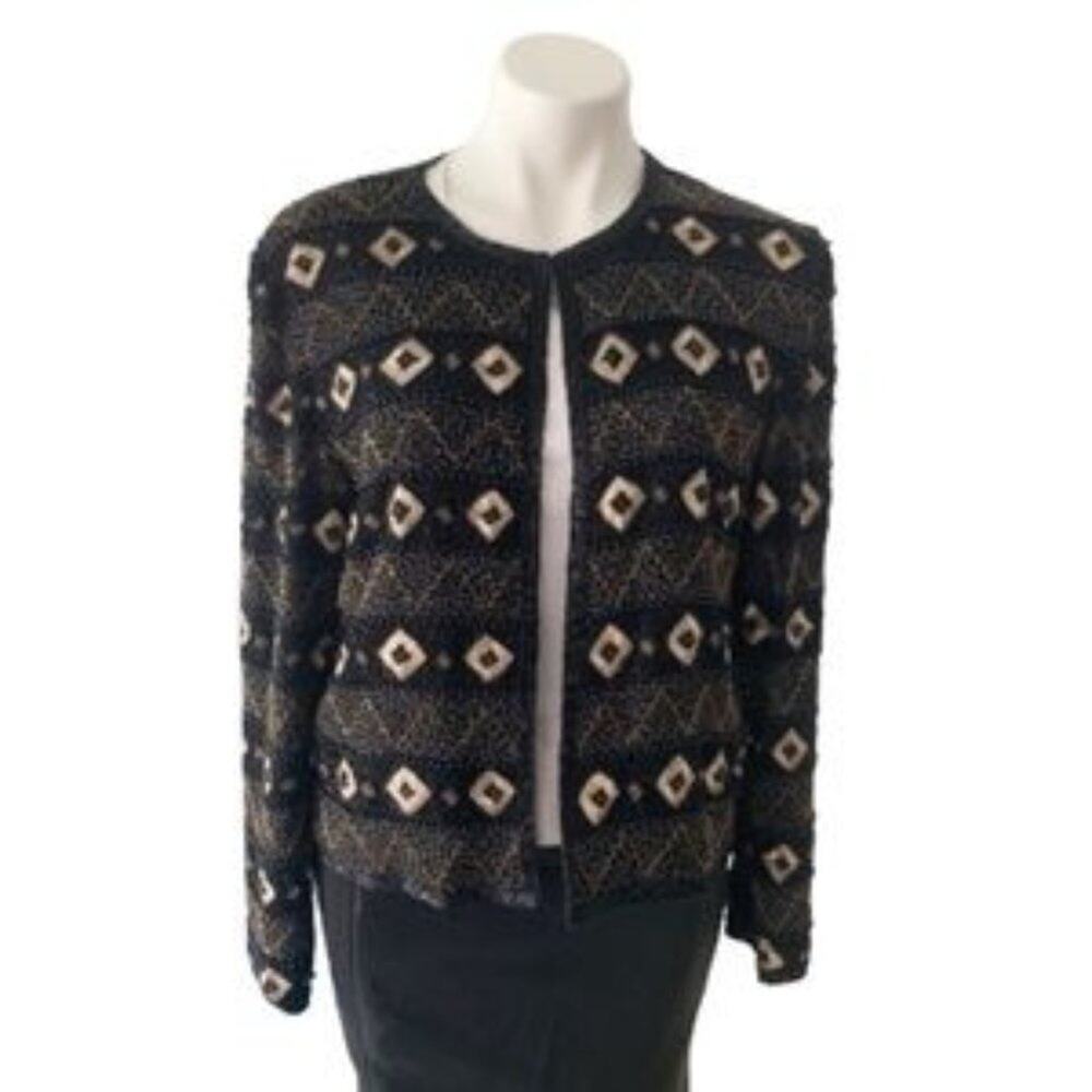 Adrianna Pappell Vintage Silk & Beaded Jacket Size Large
